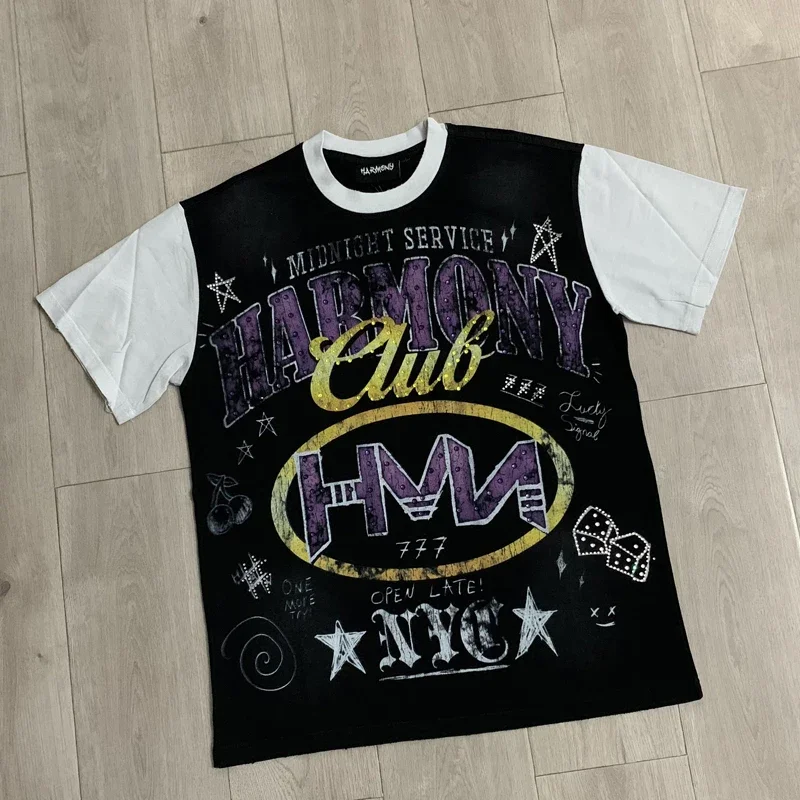 Streetwear Trend HARMONY T-shirt High Quality Casual Cotton Round Neck Tops Letter Printed Short Sleeve Tee