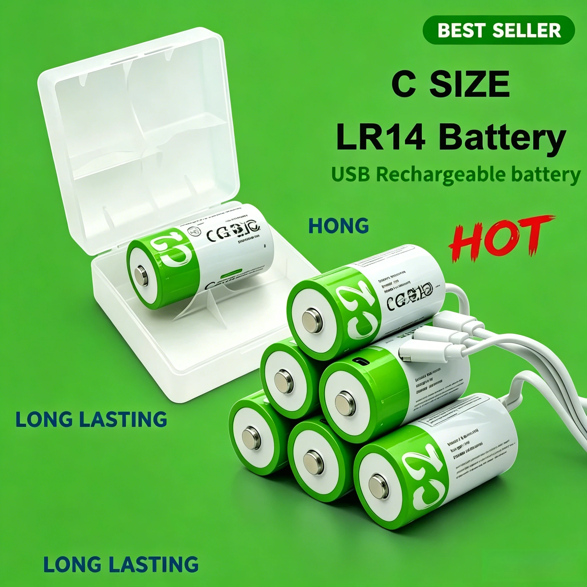 1-10pcs 1.5V LR14 C Size Li-po Rechargeable Battery 5000mWh Type-C Fast Charging for Flashlight Gas Cooker Lithium Battery
