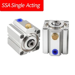 SSA20 25 32 40 50 63 Compact Single-Acting Pneumatic Air Cylinder 5/10/20/30/40/50/60/70/80/90/100mm Stroke