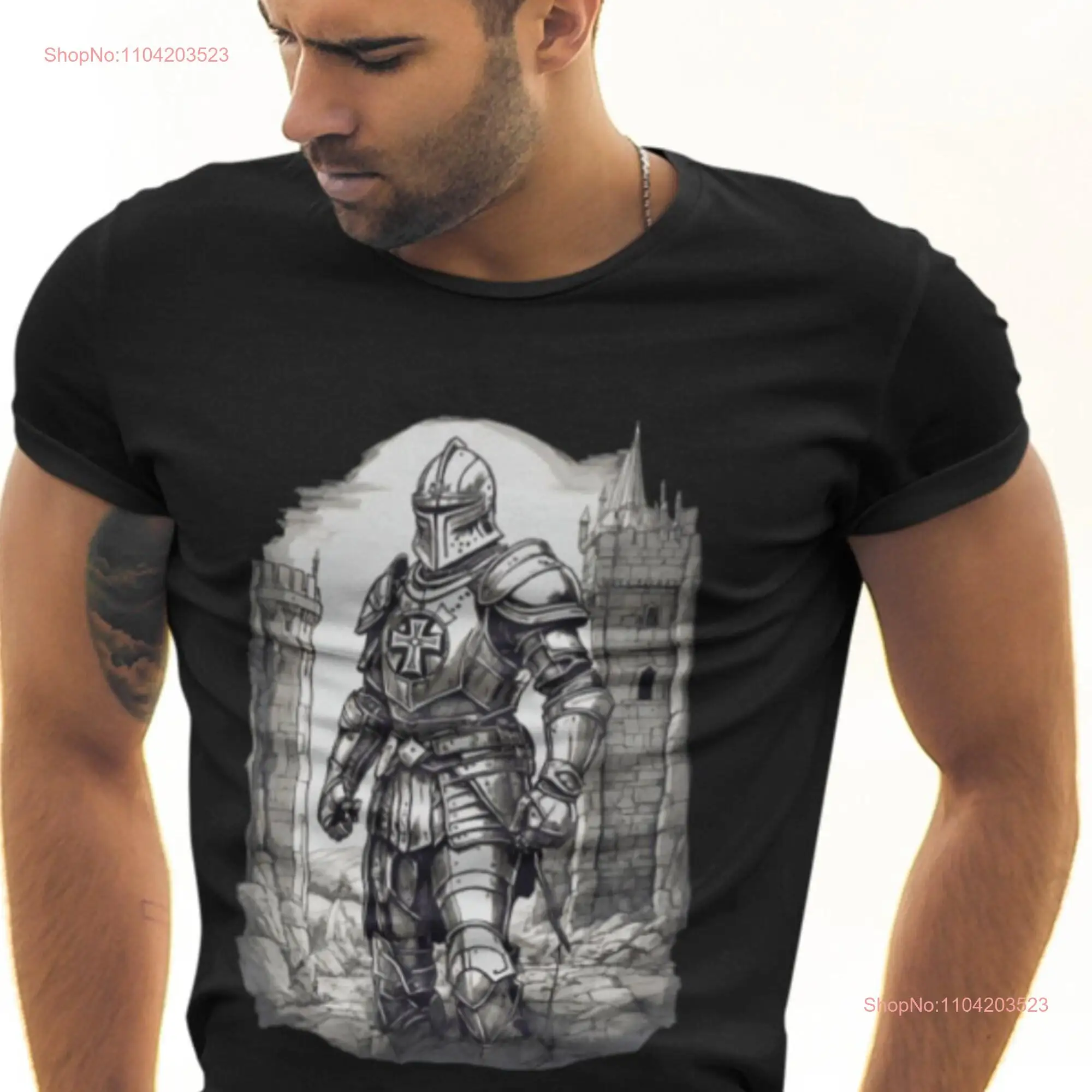 Imerso tú mismo en la era medieval épica con nuestros caballeros templarios camiseta impresión de alta calidad diseñado meticulosamente