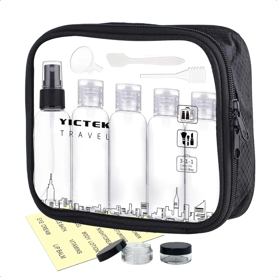 

Travel Bottles Containers for Toiletries Tsa Approved with Clear Quartz Size Bag Refillable Plastic Bottles Kit for liquids
