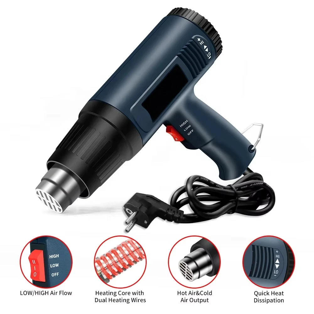 Industrial Digital Display Temperature Adjustment Hot air Gun for Shrink Wrap Cellphone Repair
