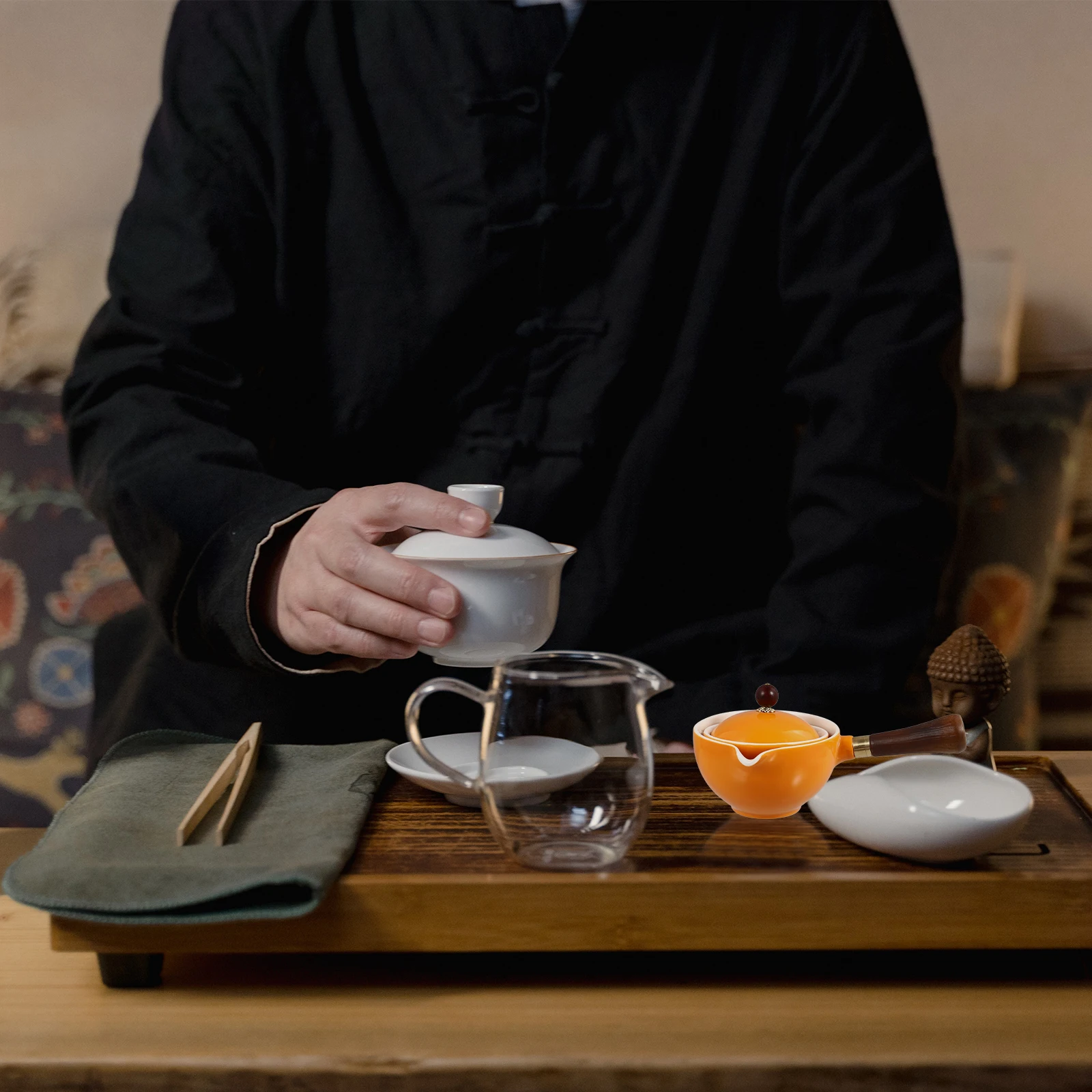 

1Pcs Household Teakettle Ceramic Material Anti Scald Long Handle Design Easy Clean Tea Pot for Boiling Water Multipurpose Kettle