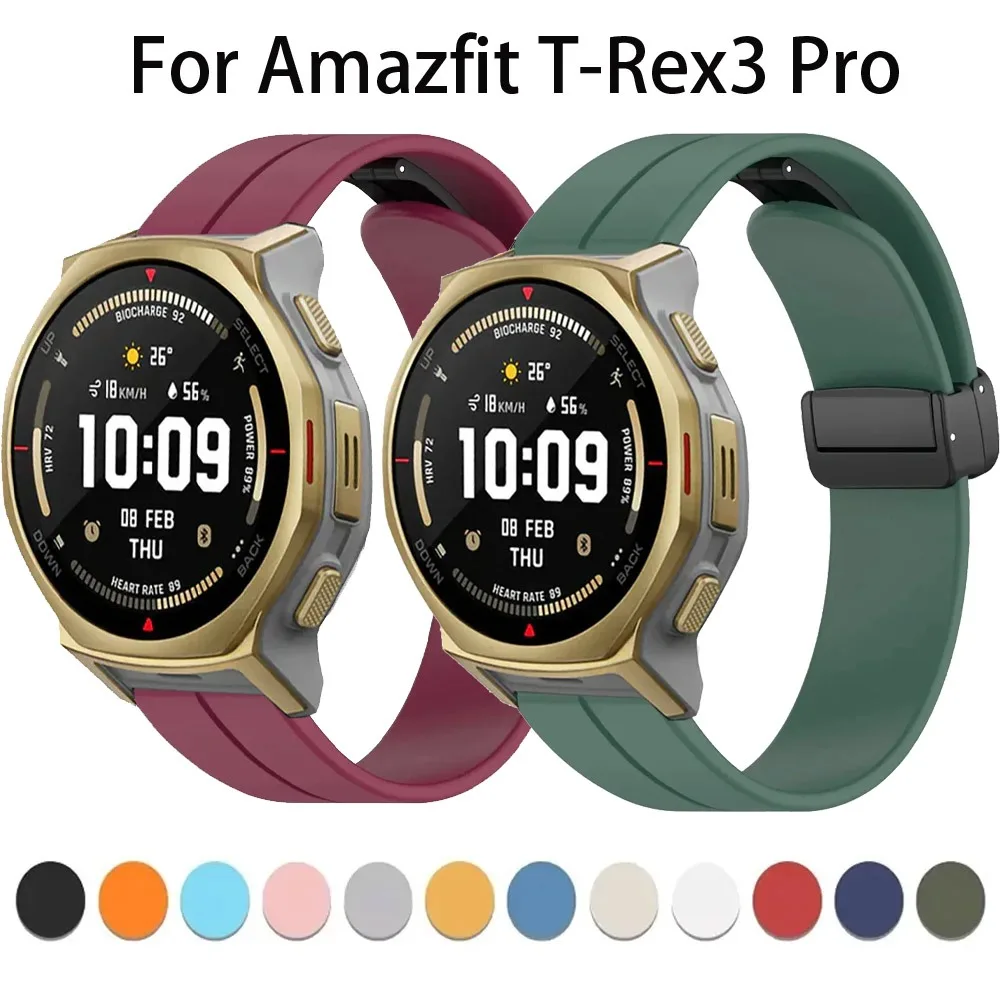 22mm 20mm Silikonarmband für Amazfit T-Rex3 Pro 48mm 44mm Magnetverschluss-Armband für Amazfit Balance 2-1/Active 2 Quadratischer Gürtel