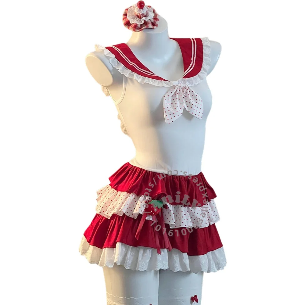 AniLV Anime Kawaii Bunny Lolita Uniform Cute Strawberry Cake Dress Outfit Cosplay Costume - view 2