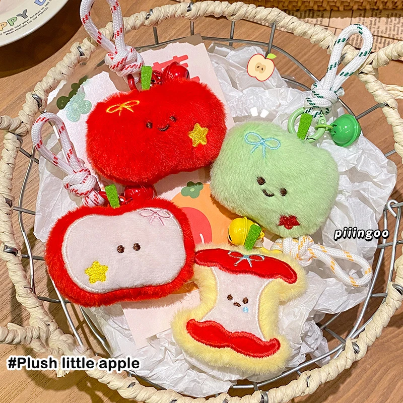 

Cute Creative Apple Bell Lanyard Plush Doll Stuffed Toys Keychain Pendant Bag Hanging Ornaments Girly Backpack Accessories Gifts