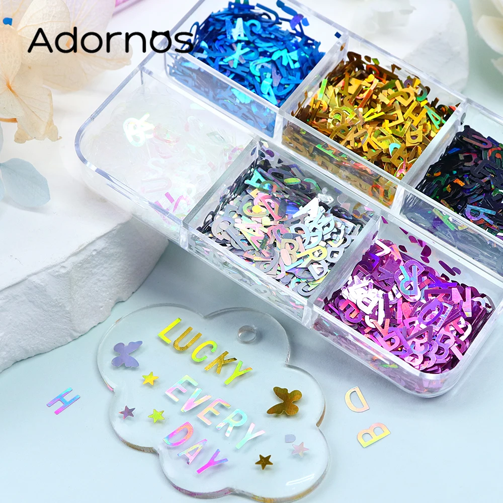 Голографические блестки с англ – обзор и цена Resin Art Letter Keychain