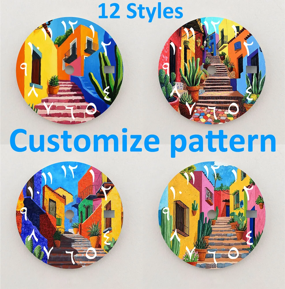 Nh35 dial 28.5mm dial estilo tropical série colorido dial numeral árabe dial de alta qualidade caber nh35/36 movimento logotipo personalizado