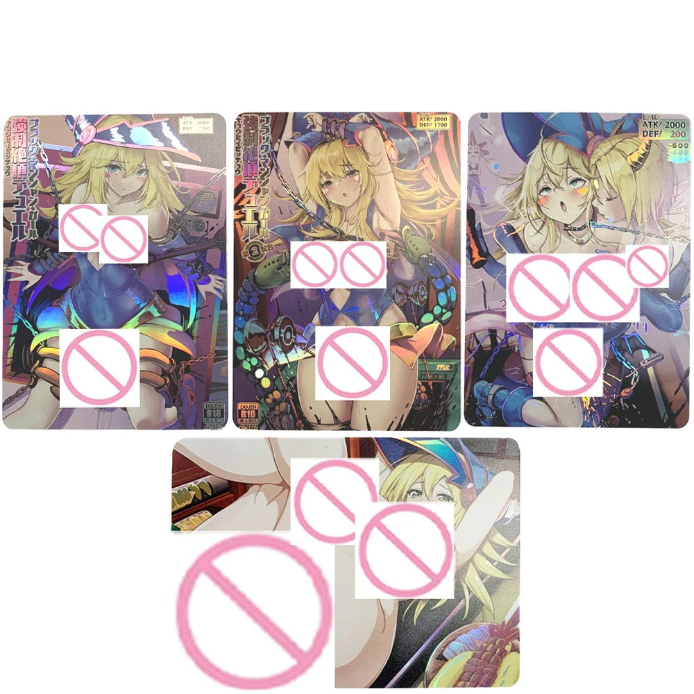 Anime Sexy Nude Collection Card Big Chested Beauty Black Magician Girl Naked Girl Card Refractive Color Flash Gifts 63*88mm