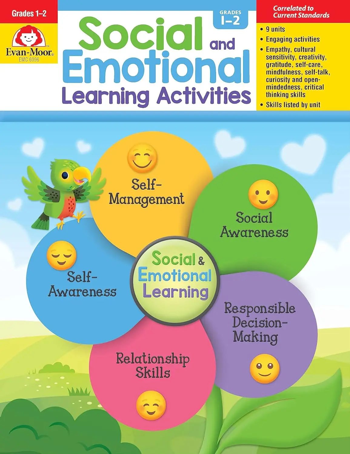 

Evan-Moor Social and Emotional Learning Activities, Grades 1-2 Workbook,aged 5 6 7 8, English book 9781645141679