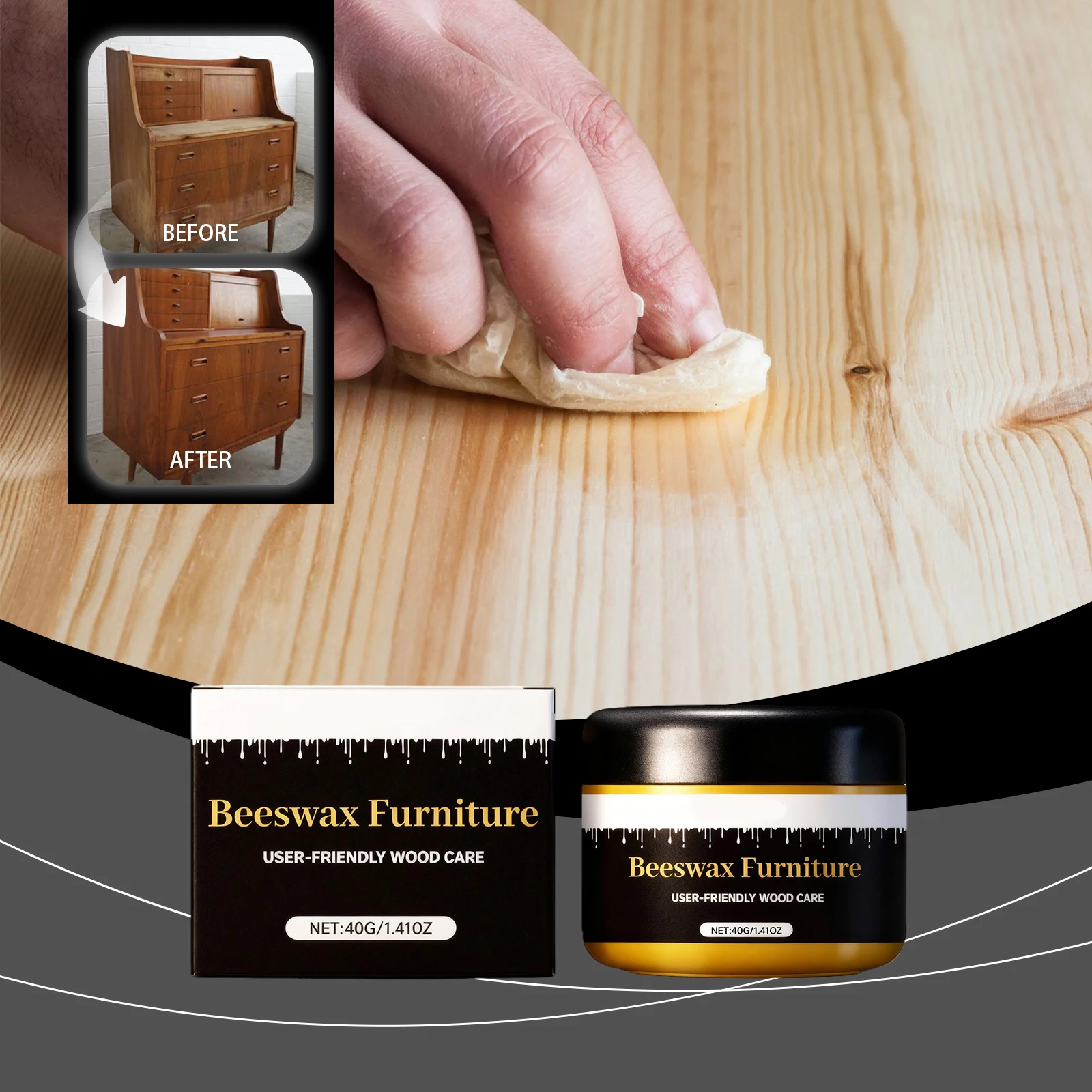 Wooden Seasoning Beewax Organic Natural Pure Wax Furniture Care Proof & Repair Maintenance Wax Wood Cleaning Polishing Supplies