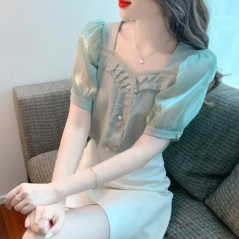

Chiffon Shirt Short-sleeved Women Summer 2025 New Temperament Fashionable Cardigan Short Top