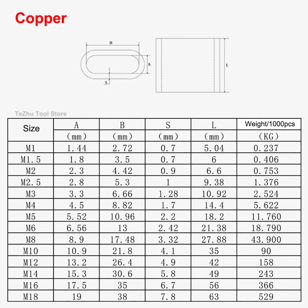 M1-M8 Steel Wire Rope Ferrules Crimping Sleeve,304 Stainless Steel,Copper Ellipse Wire Rope Ferrules Protective Sleeve