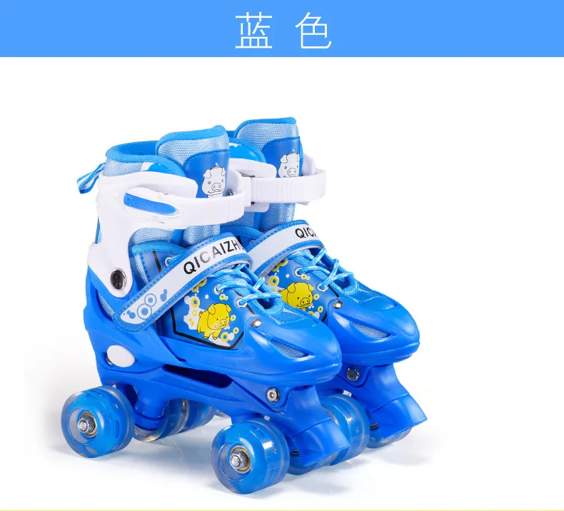 size 26 Boy Girl Kids Skates Children Roller Skates Skating Shoes Sliding Adjustable Quad Sneakers Flash 4 Wheels Roller Skates