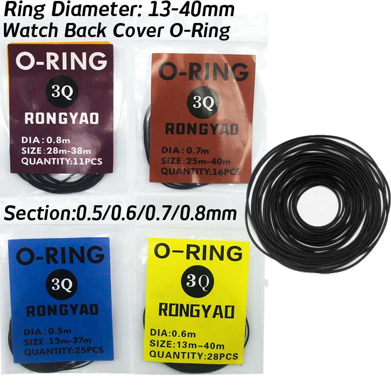 0.5mm 0.6mm 0.7mm 0.8mm Watch O-Ring Waterproof  Elastic Rubber Watch Back Cover Gaskets Watch Repair Tool For Watchmaker