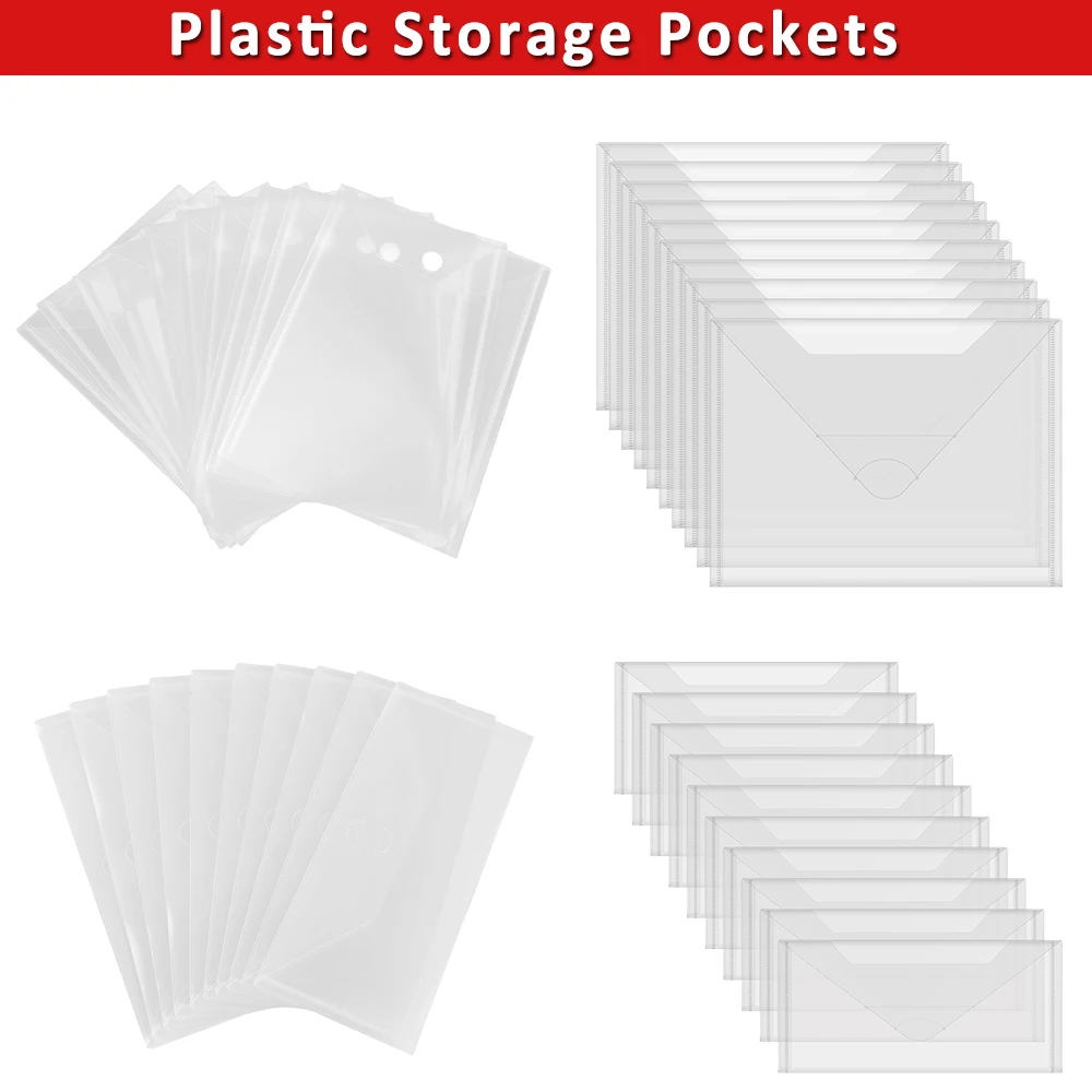 Mixed Plastic Storage Envelopes with Colorful Label Stickers For Cutting Dies Stamp Storage DIY Scrapbooking Tool 2022