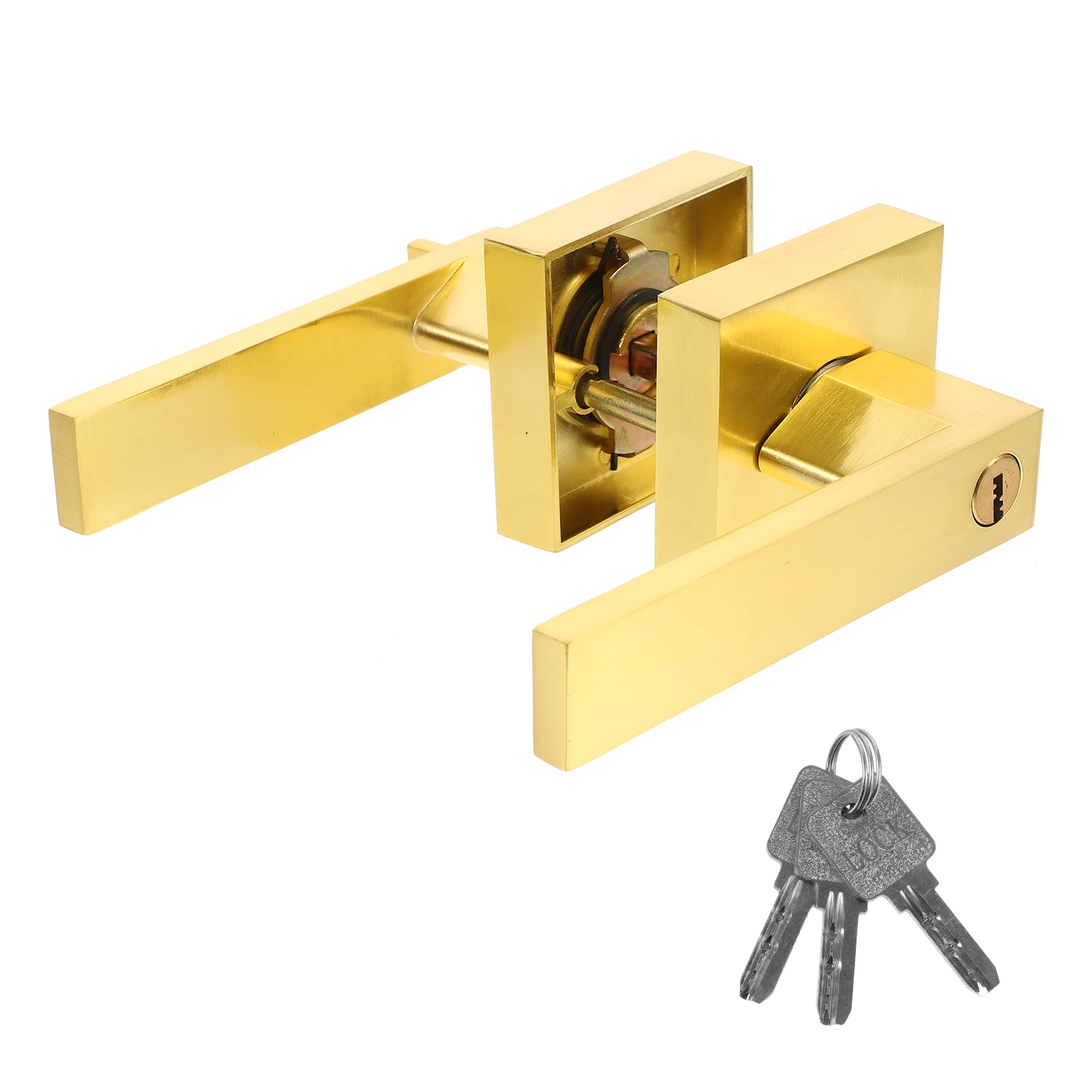 

1 set Aluminum Alloy Lock Knob Heavy Duty Handle Golden Color Keys Door Locking Handle Bedroom Interior Small Bolt Lock Hardware