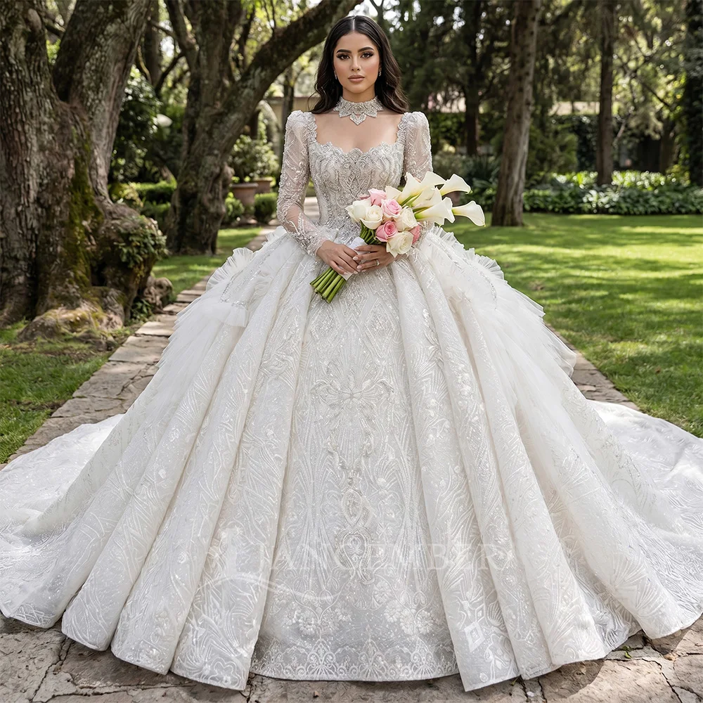 

Gorgeous Women's Wedding Dresses Sparkling Long Sleeve Lace Princess Customized Bridal Gowns Bride Dress 2026 vestidos de novia