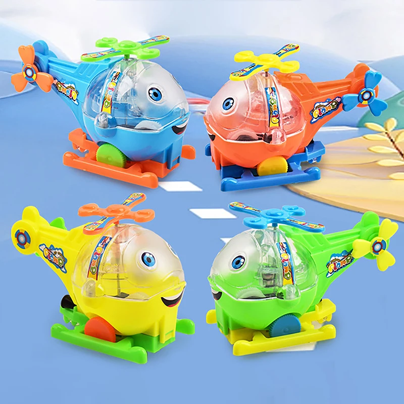 Classic Cartoon Rope Helicopter Children Entertainment Wind-up Toys Propeller Vehicles Toy