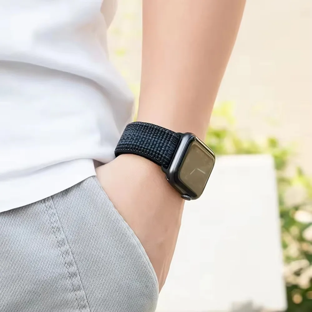 Tali jam tangan untuk Apple Watch, tali olahraga nilon Ultra 2 49mm untuk Nike Loop gelang iWatch S10 9 8 7 6 5 4 3 46mm 45mm 44mm 41mm 42mm se2