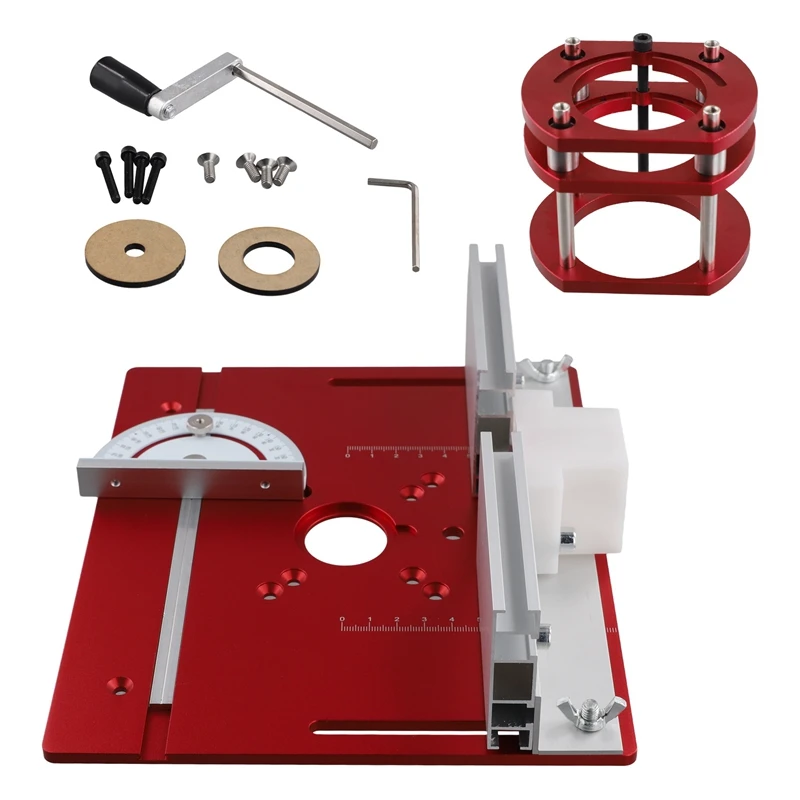 ABYN-Woodworking Router Lift Kit Router Table Insert Plate Aluminum For 65Mm Diameter Motors W/ Miter Gauge Guide And Bracket