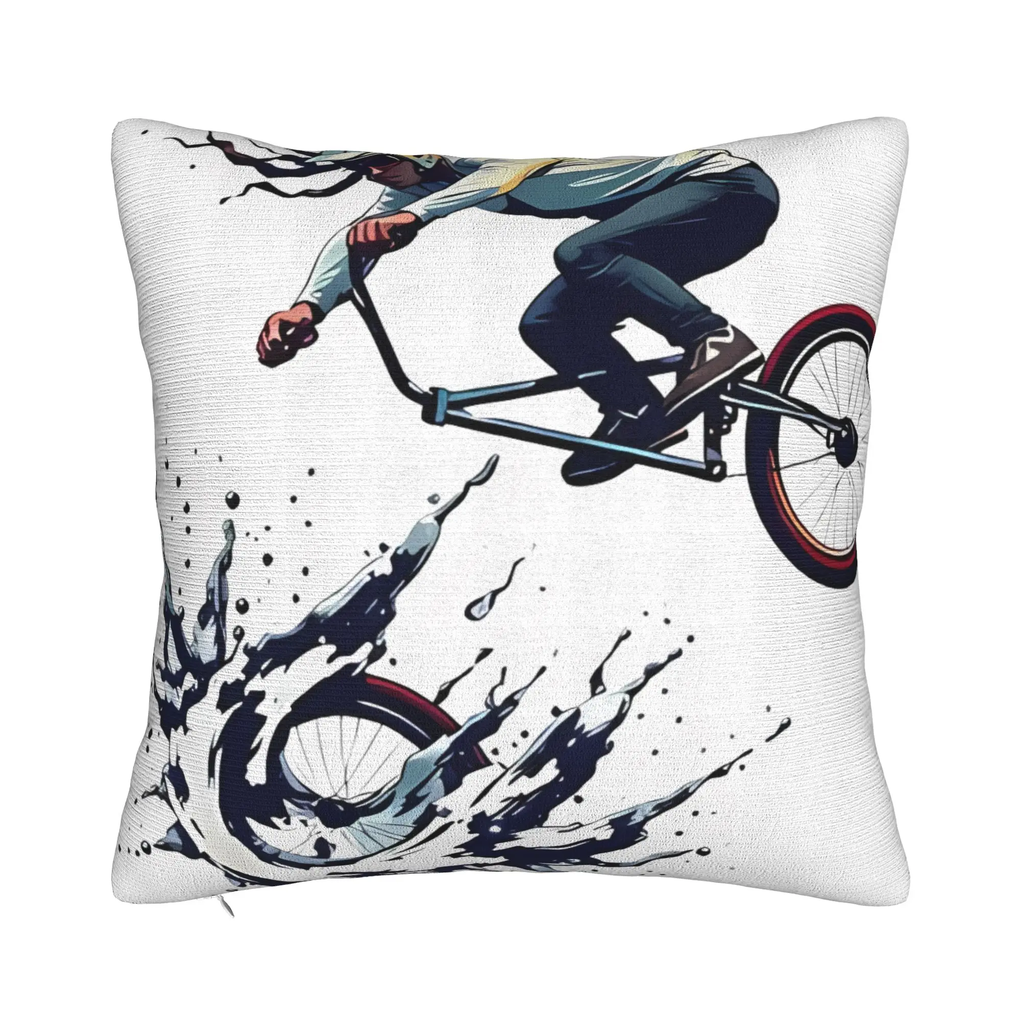 BMX Splash Freestyle Rider Street  Decorative Pillowcases for Cozy BMX Racing Pillow Cover Zipper Closure