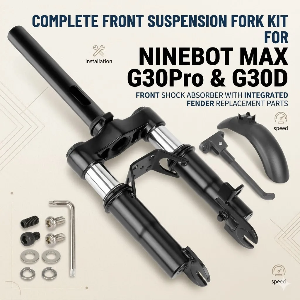 

Complete Front Suspension Fork Kit for Ninebot Max G30Pro & G30D, Front Shock Absorber with Integrated Fender Replacement Parts