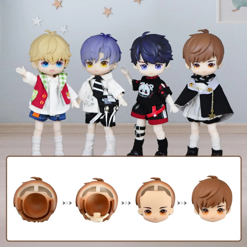 1/12 BJD boy doll replaces head and face OB11 doll hair and face mold For  GSC, Ymy Body, UFDOLL, Body 1/12Bjd Doll Accessories