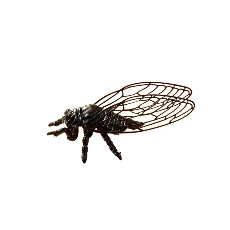 Exquisite Cicada Figurine Hollowed-out Retro Vintage Insect Sculpture Anti-rust Durable Alloy Animal Statue Home Office Decor