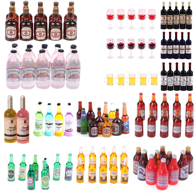 3/5/10Pcs/Lot 1/12 Dollhouse Miniature Mini Simulation Wine Bottle Accessories Decor Furniture Model Toys Children Gifts