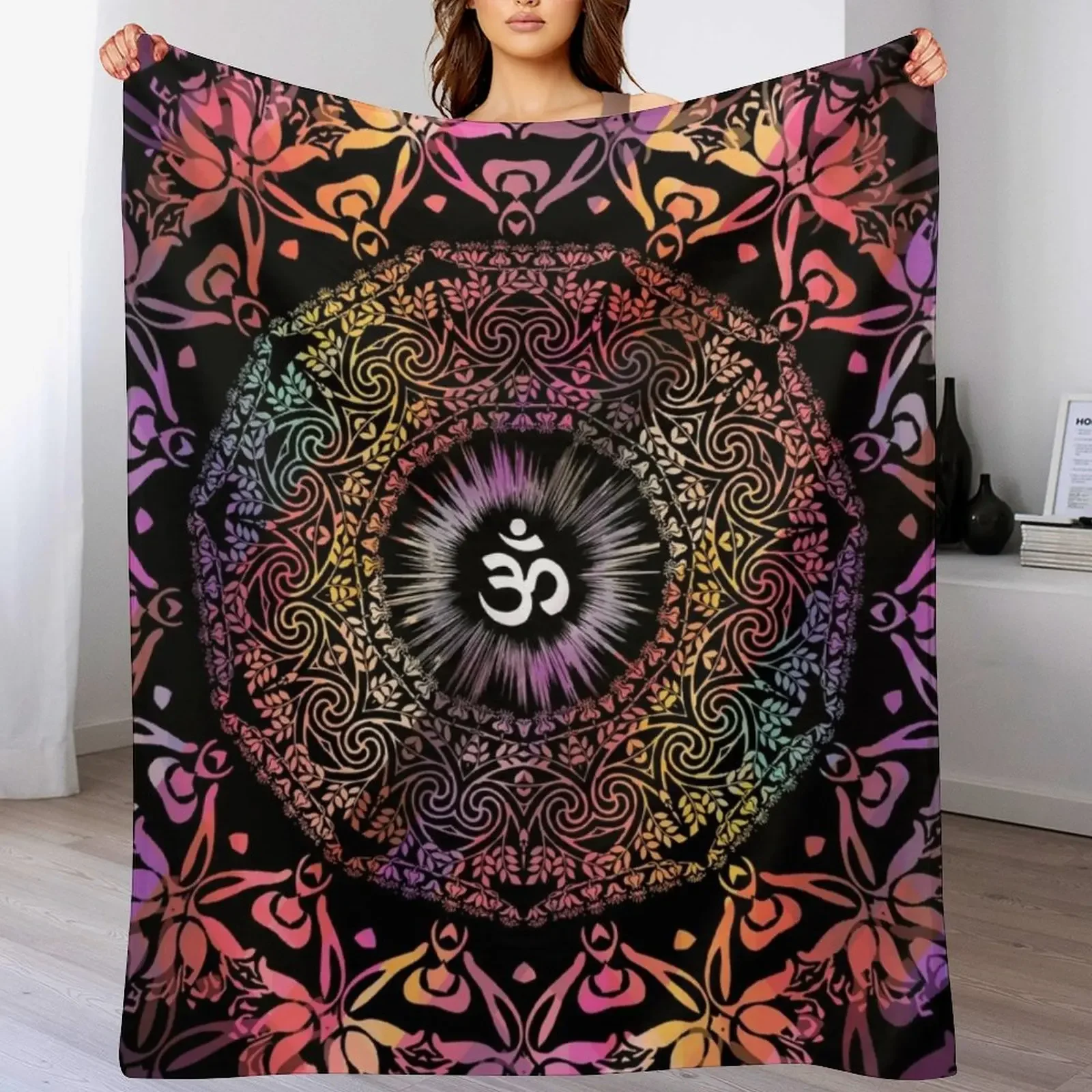 

Mandala Om / Zen Yoga Hippie Meditation Mandala Throw Blanket decorative Soft Plush Plaid Decorative Sofa Moving Blankets