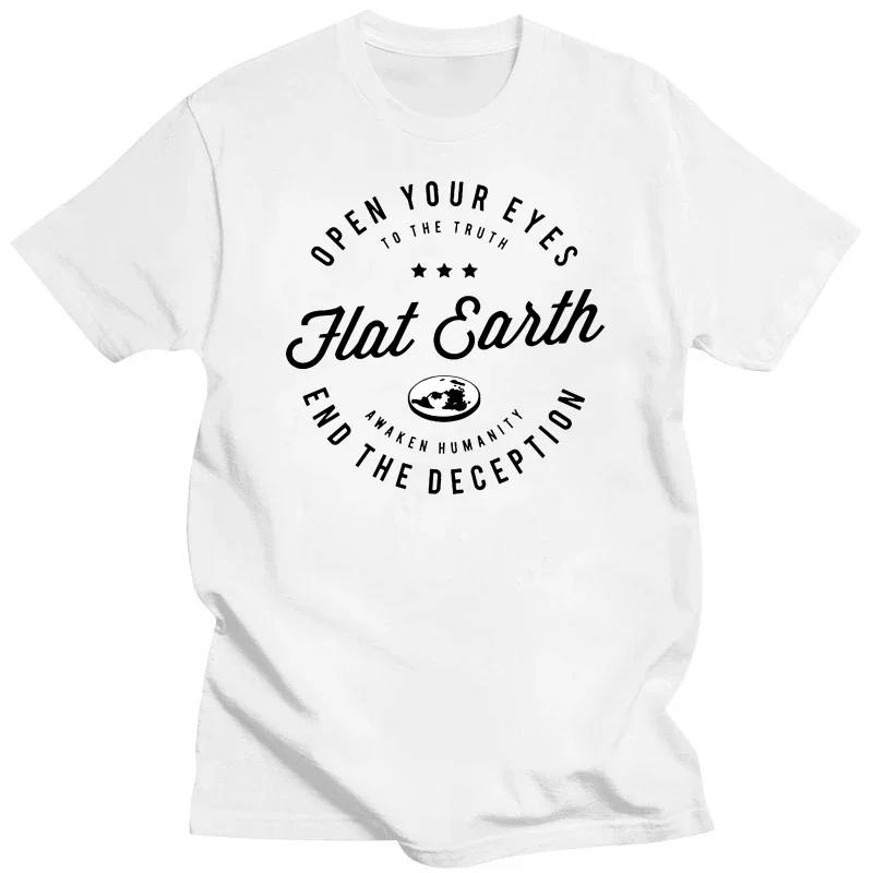 Men 100% Cotton T Shirt Adult Flat Earth Retro Funny Sarcasm T-shirts Guys Graphic Tops & Tees