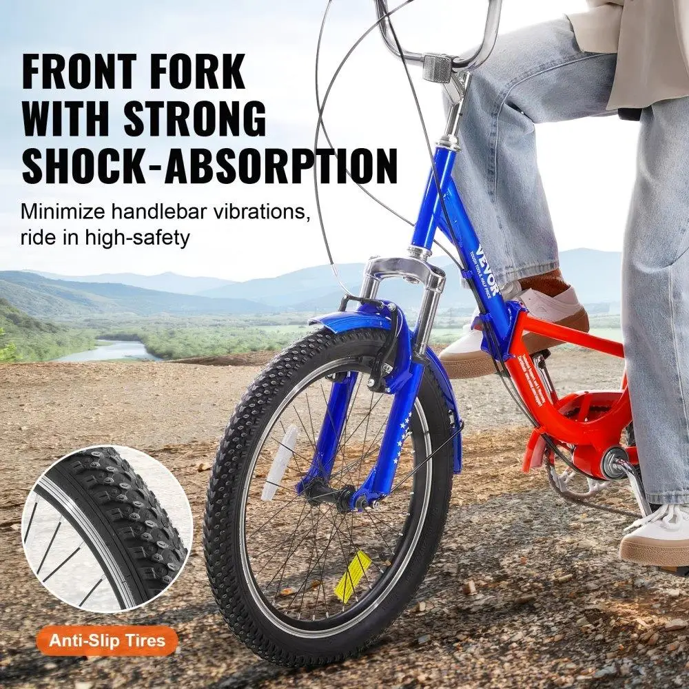 Folding Tricycle 20 Inch 7 Carbon Steel Cruiser with Large Basket Adjustable Seat for Shopping Picnic for women Men