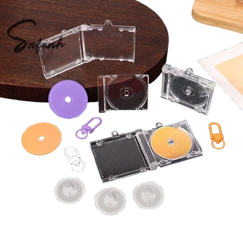 Mini pusty album etui na płyty CD brelok z naklejką odtwarzacz CD brelok peryferyjny pamiątkowy album brelok do kluczy DIY torba wisiorek