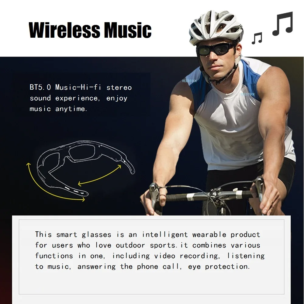 Imagem -04 - Smart Music Glasses com Bluetooth Mini Câmera Vídeo 1080p Óculos de Sol Fones de Ouvido para Condução ao ar Livre Ciclismo Filmadora