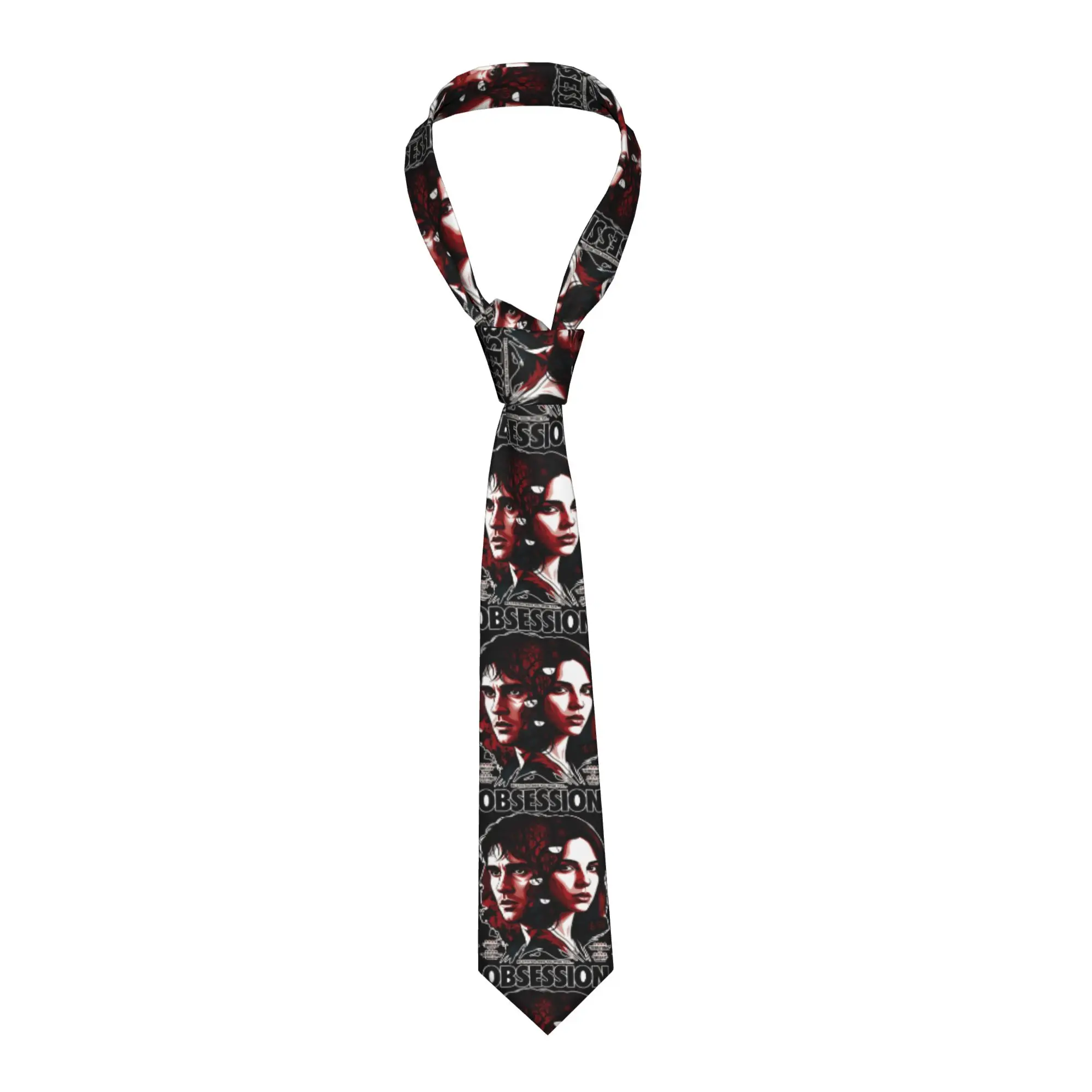 Cravate pour homme motif 'Obsession' rouge éclaté, cravates de couple, cravate à motif graphique amusant pour mariage, accessoires de cravate de grande qualité