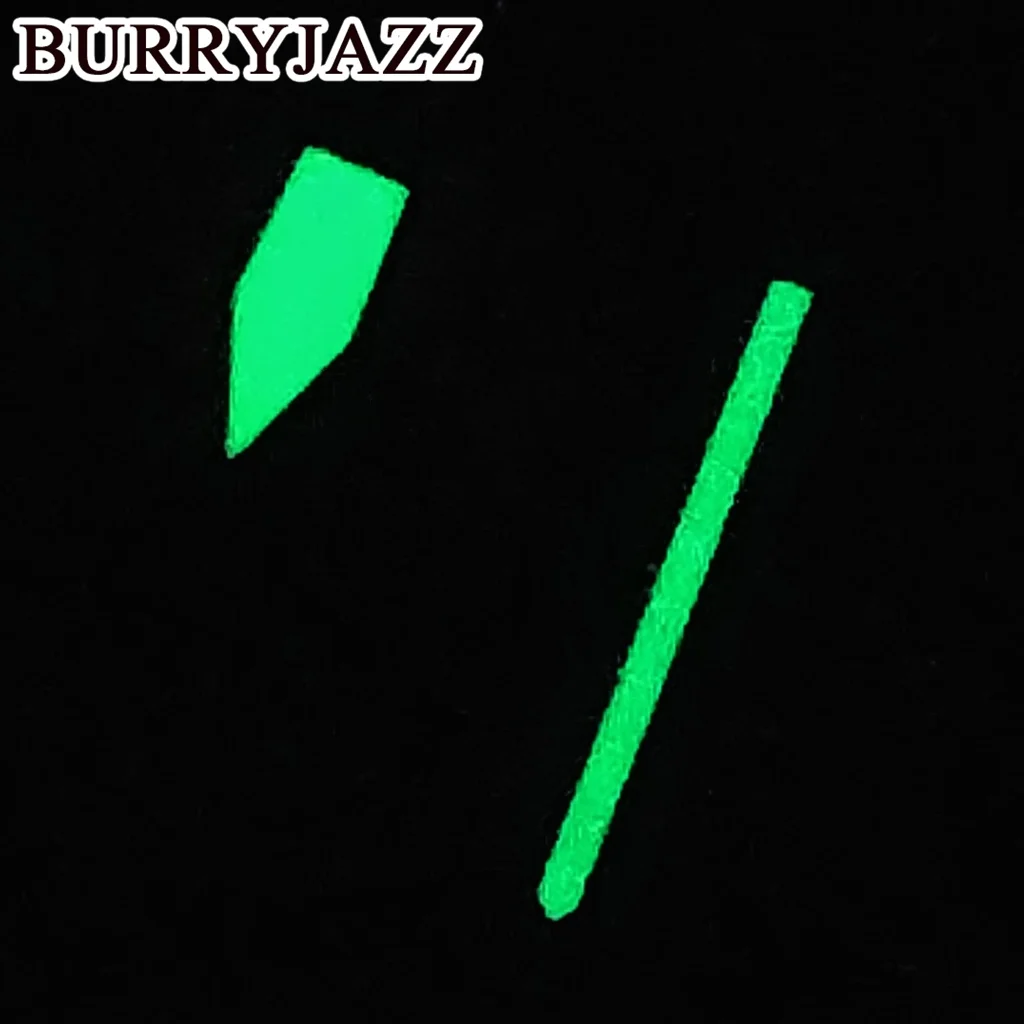 BURRYJAZZ-manecillas de reloj NH35, NH36, NH38, 7S26, 7S36, 4R35, 4R36, plata, oro rosa, manos de pistola, verde luminoso