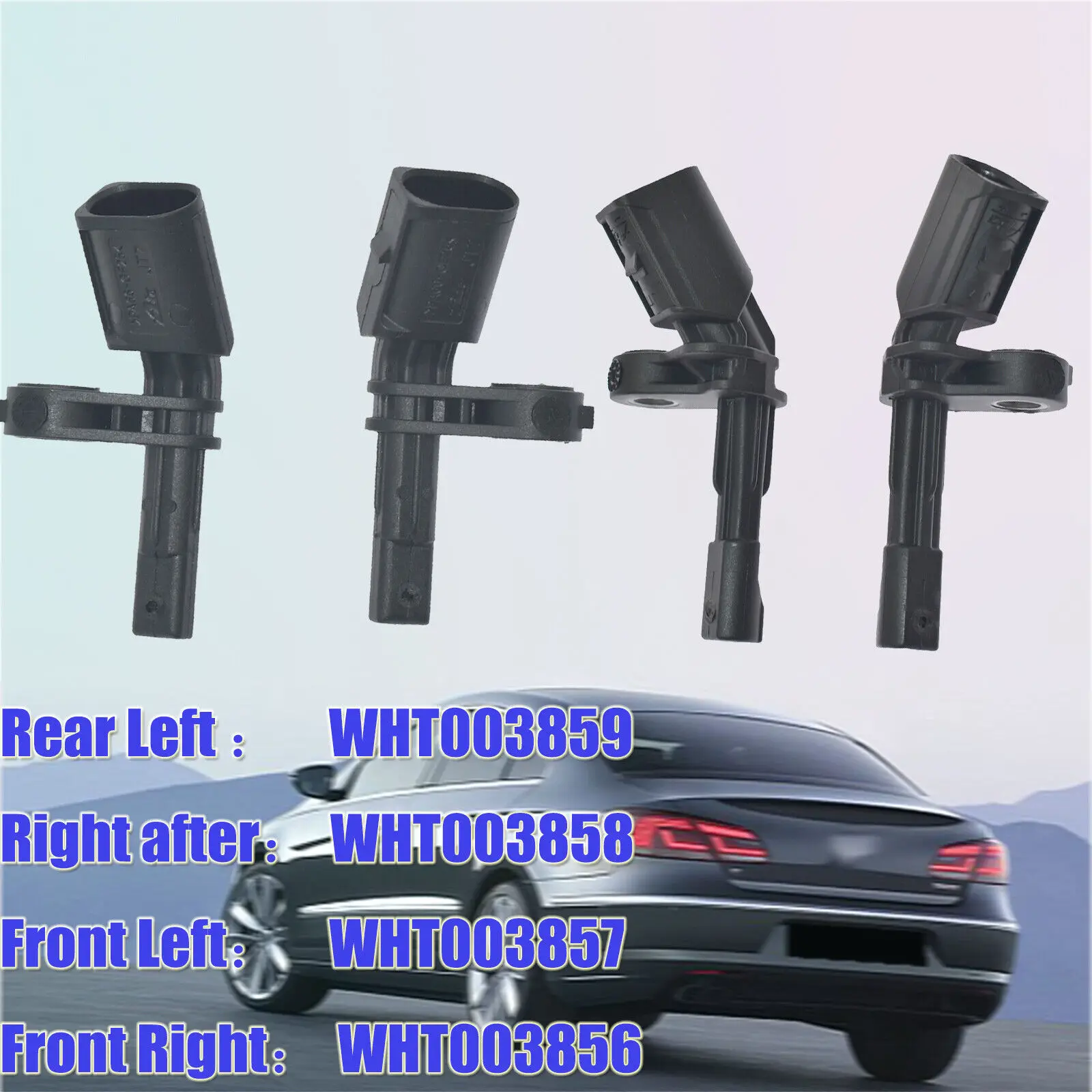 4pcs WHT003858 WHT003859 WHT003857 WHT003856 ABS Wheel Speed Sensors Kit For VW Eos Golf Jetta Passat Tiguan AUDI Skoda