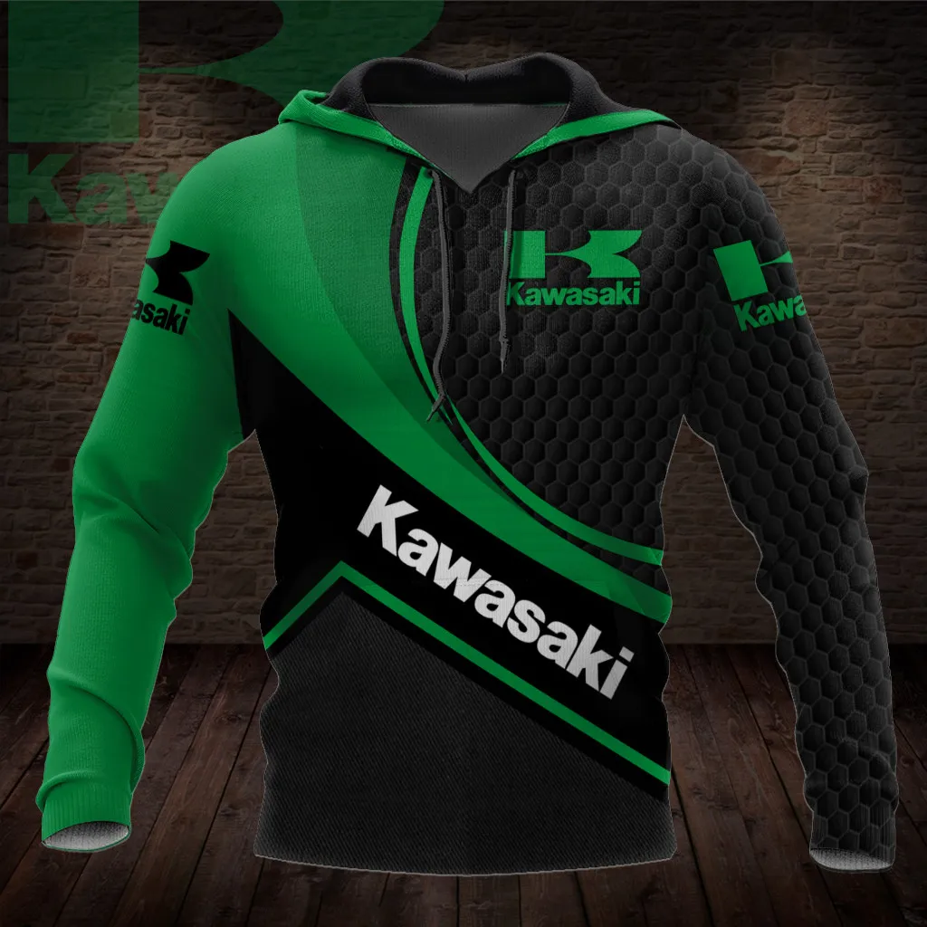 Kawasaki Sweatshirt Racing Suit Mens Clothing Extreme Sports Oversized Hoodie High-quality Motorcycle Uniform Street Child Men's