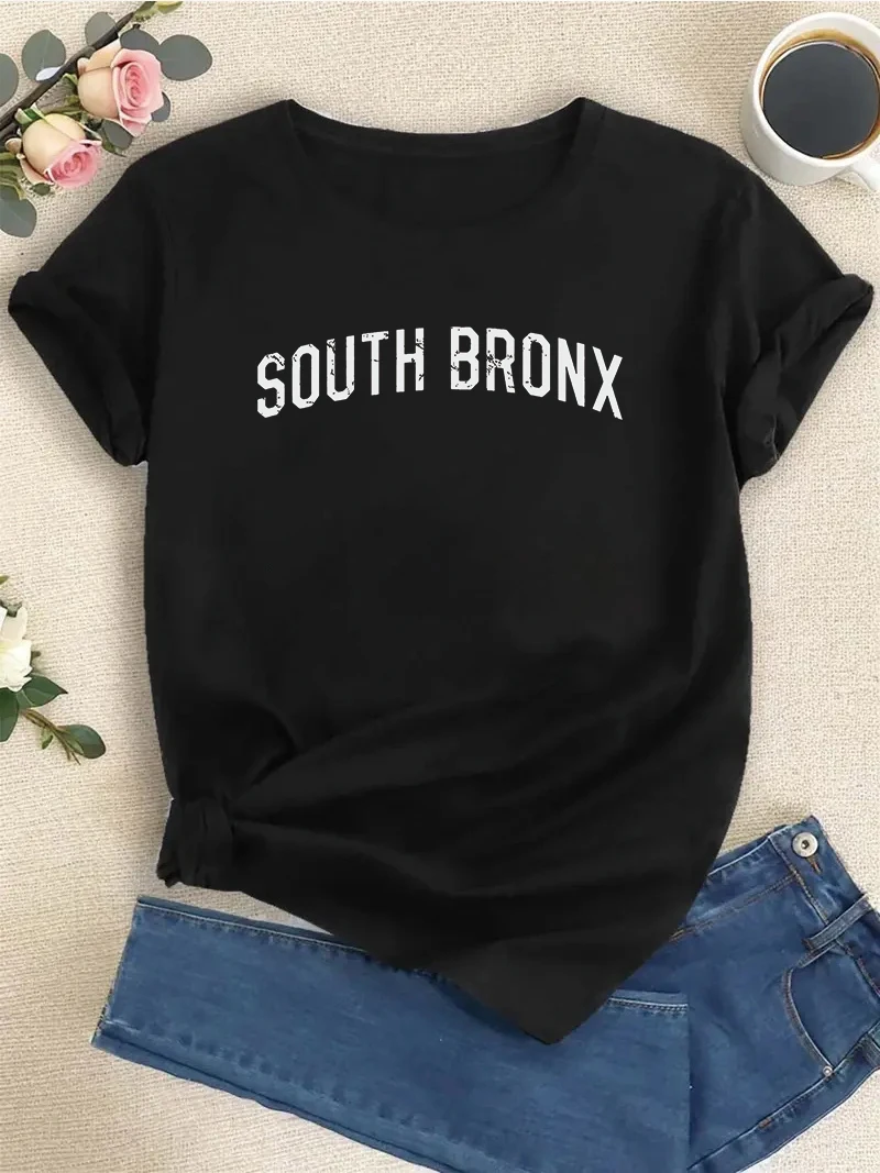 2024 NEW Summer South Bronx Graphic Tee Shirt Women's Summer Short Sleeved Round Neck T-Shirt