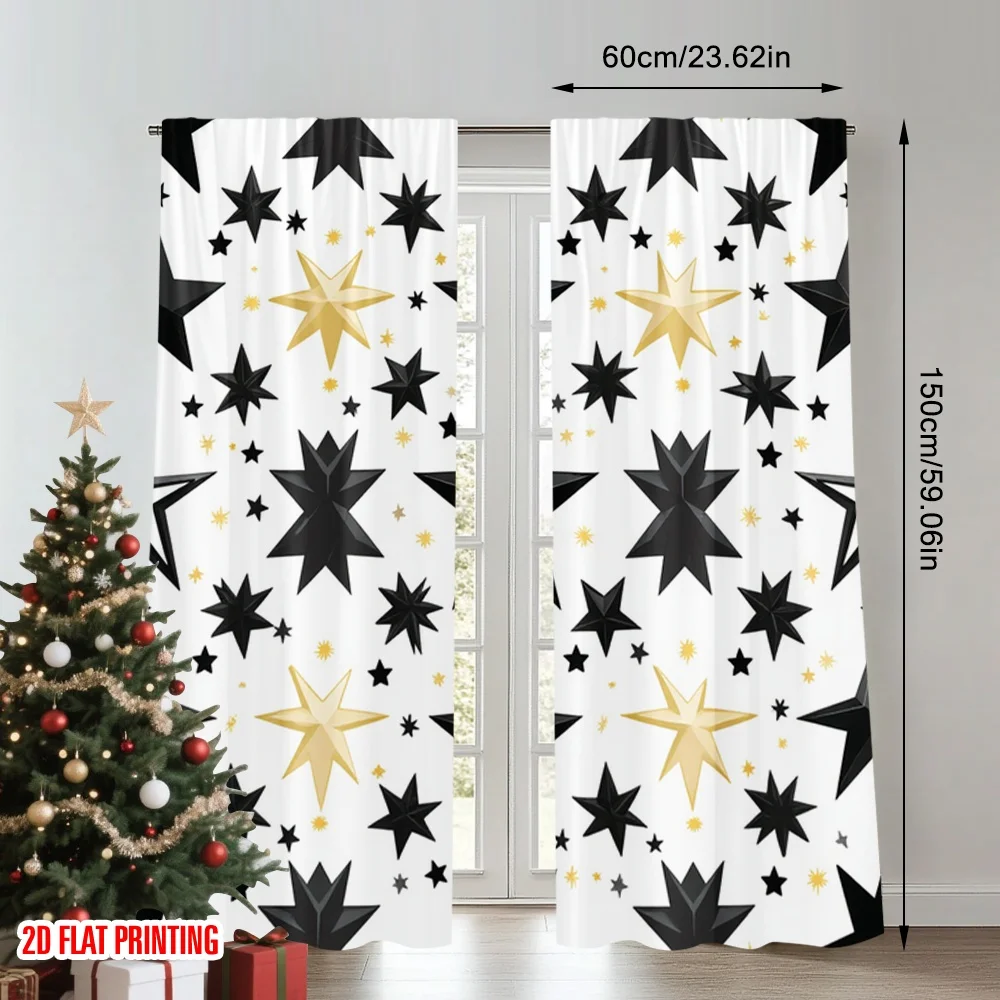 2 قطعة 2D الطباعة المسطحة نافذة العلاج الستائر تألق نجوم تصميم الرقمية المطبوعة البوليستر الستائر زينة الحفلات استخدام