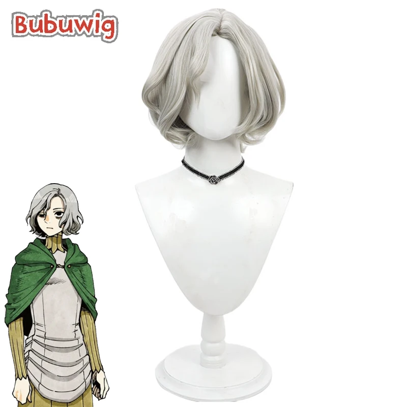 

Bubuwig Synthetic Hair Mithrun Cosplay Wigs Delicious in Dungeon Mithrun 35cm Short Wavy Grey Party Cos Wig Heat Resistant