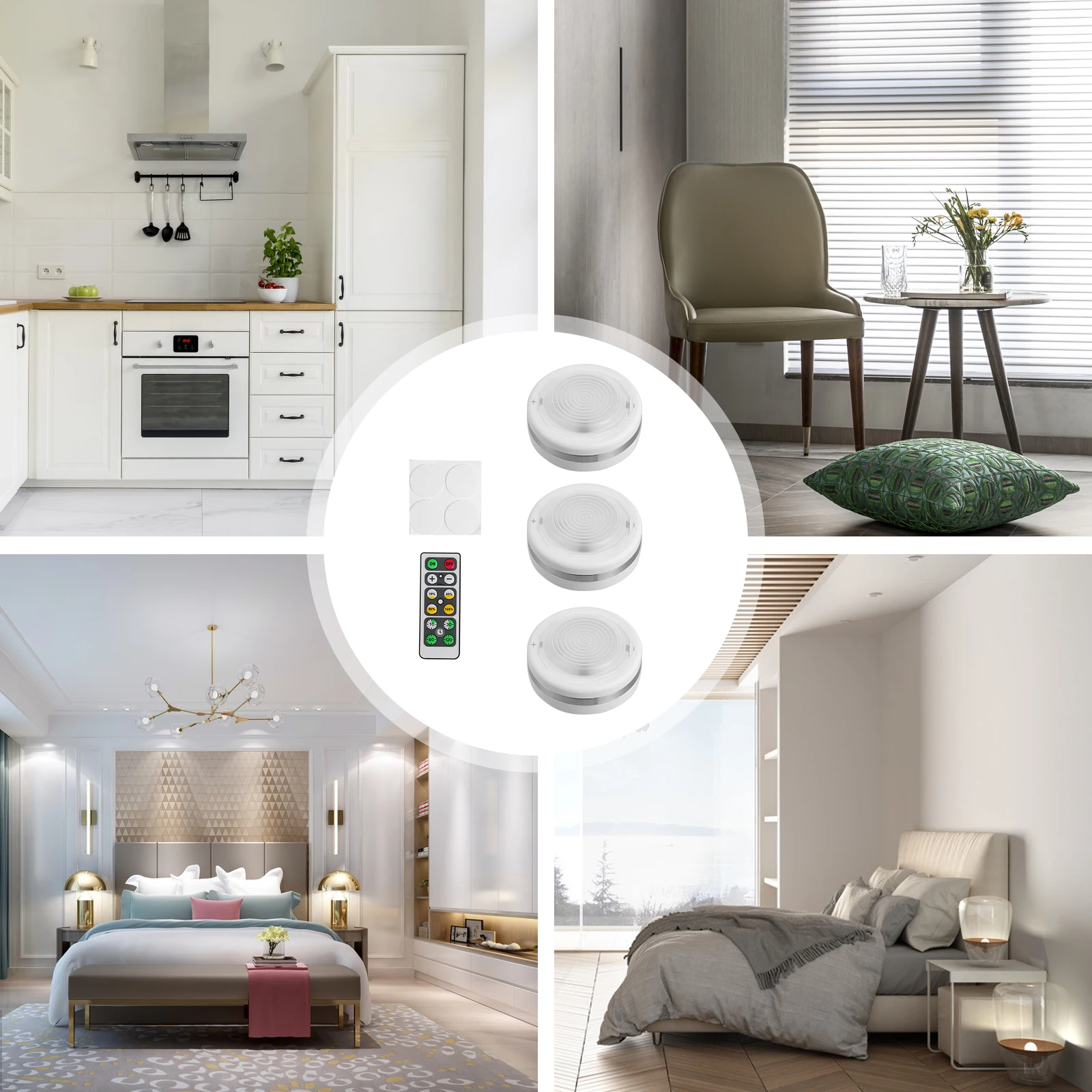 

1 set 1 Set Led Cabinet Lights Rgb Night Light Distance Control Atmosphere Lamp Powered Easy Install Threaded Lampshade No