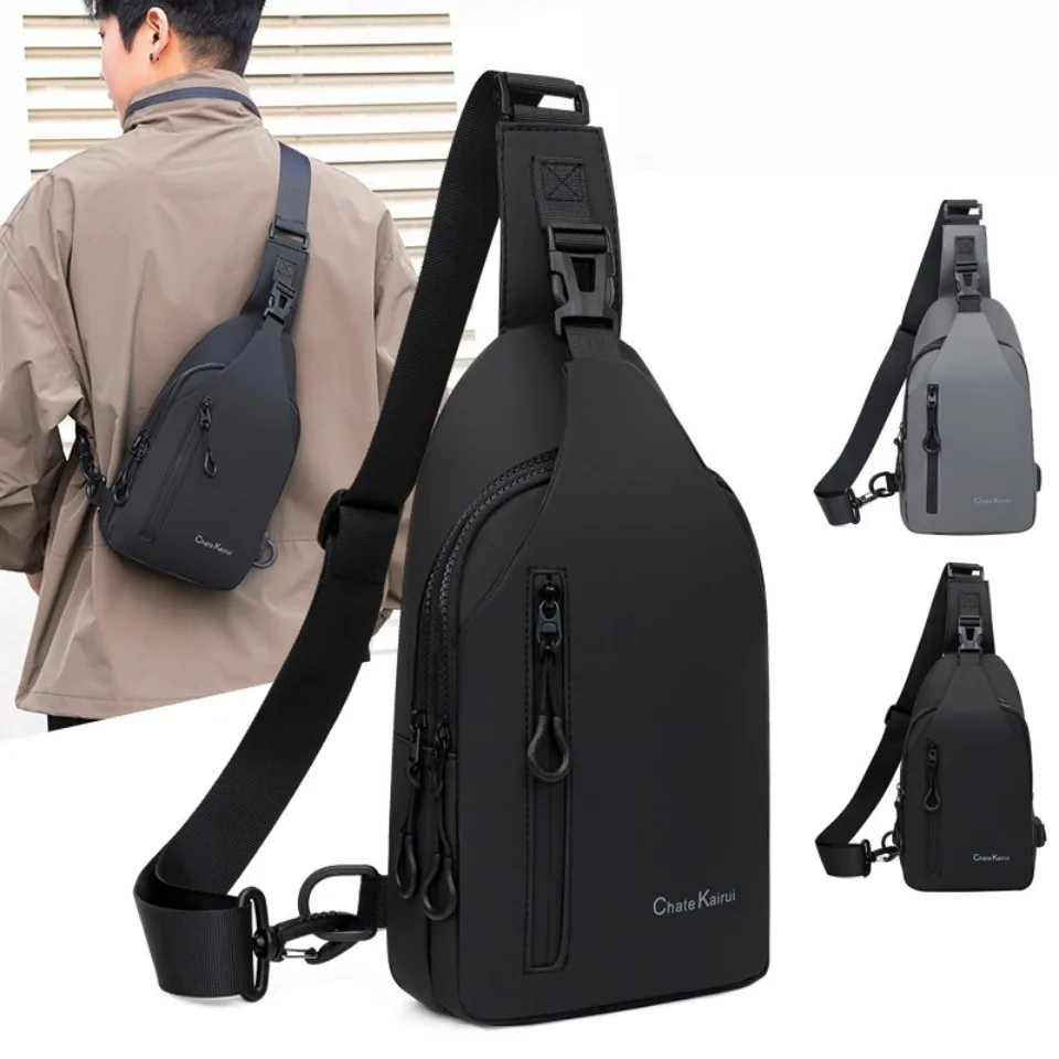 

Мужская сумка через плечо с зарядкой через USB, водонепроницаемая повседневная уличная модная сумка через плечо на груди ﻿ ﻿