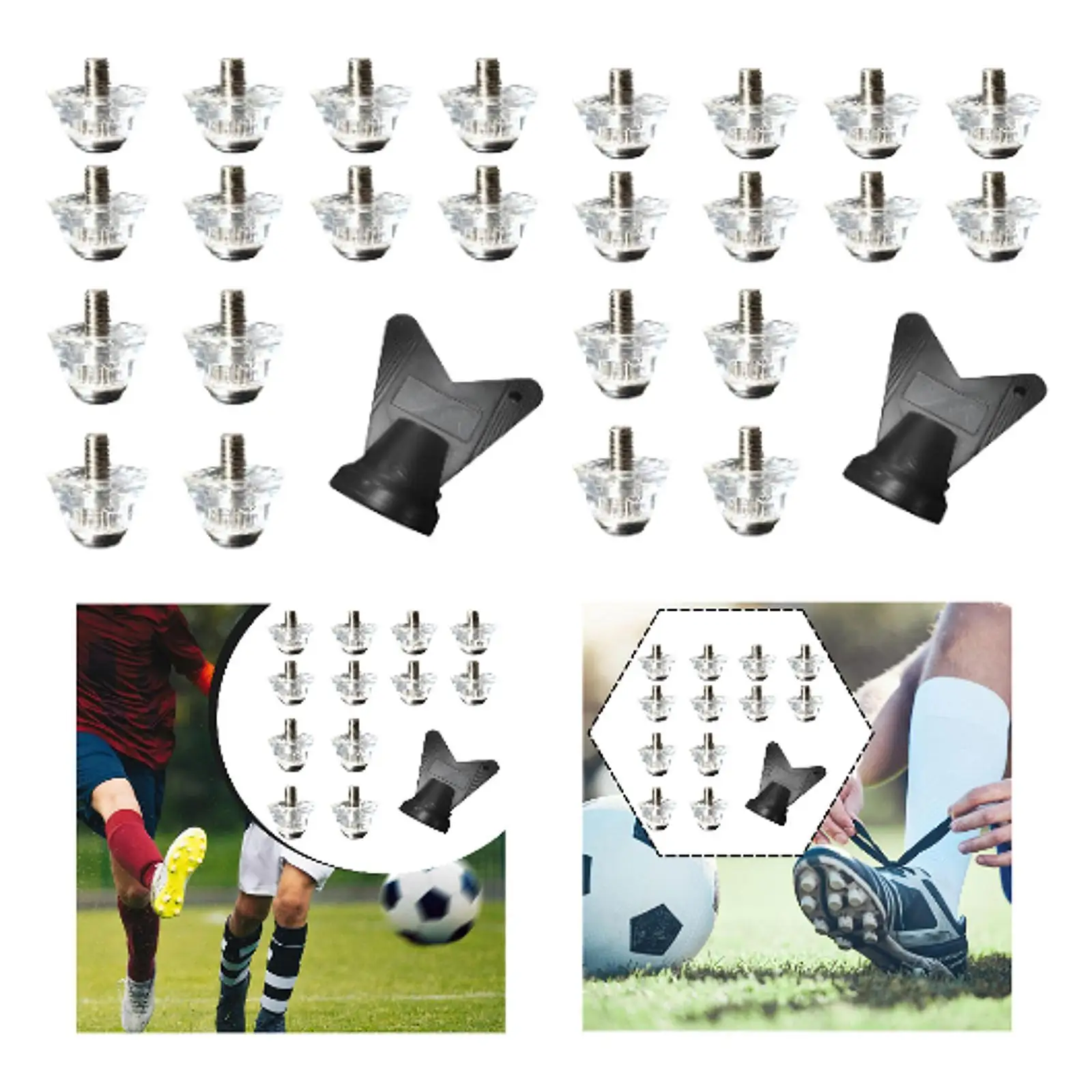 

12 штук шипов для футбольных бутс, противоскользящих, с резьбой и ключом, для замены шипов на футбольных бутсах