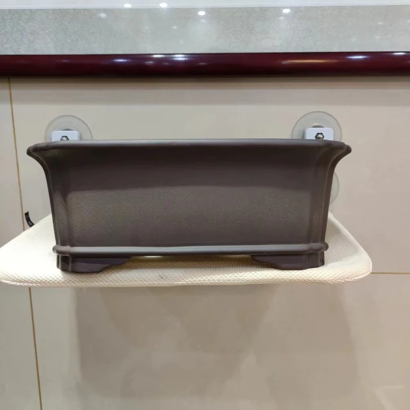 Rectangle Antique Style Yixing Gray Bonsai Pot Double Angle Design