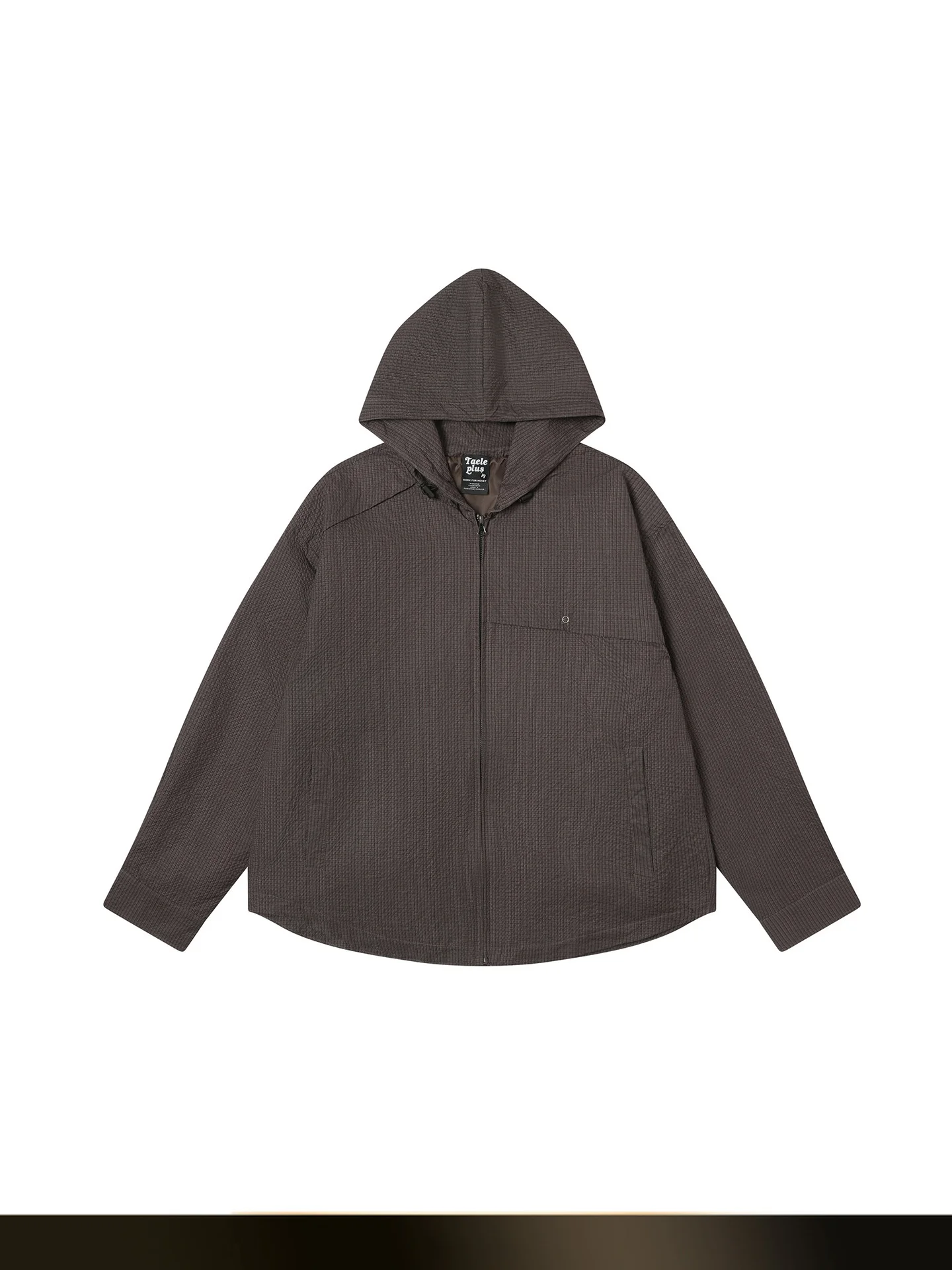 

American Retro Plaid Bubble Cloth Hooded Jacket Men's Autumn CleanFit Couple Casual Workwear Coat Youth Popular Polyester Fiber