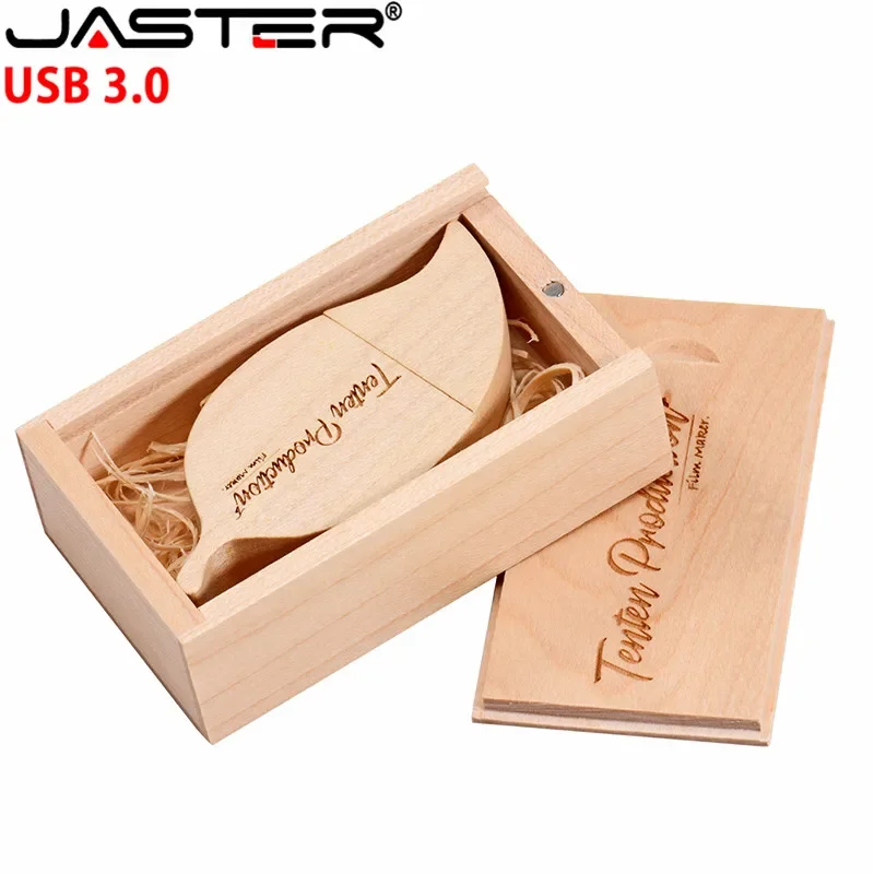 JASTER Tree Leaf + Box Flash Drive Gift 64 GB 32 16 8 4 Pen USB 3.0 Usb (Free Logo) Memory Stick Pen Drive