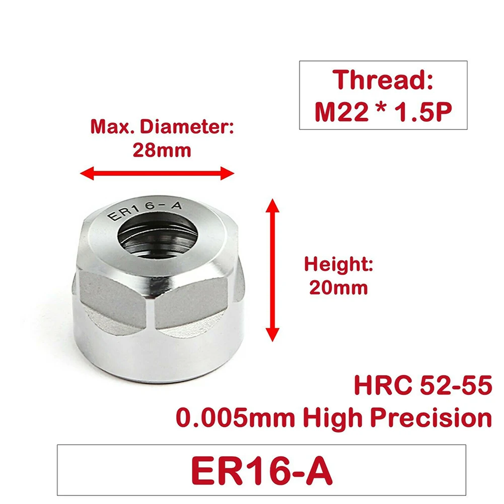 High Precision ER Clamping Nut Collet 11/16/20/25/32/40 A/M/UM Milling Chuck Cap ER11-A ER16-A ER20-A ER11-M ER16-M ER20-M Tool