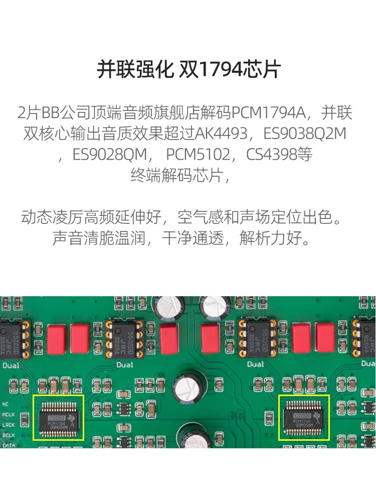 Двойная ЦАП PCM1794A x2 сбалансированная плата декодирования USB Коаксиальная температура набор декодера 24 бит 192K PCM1794